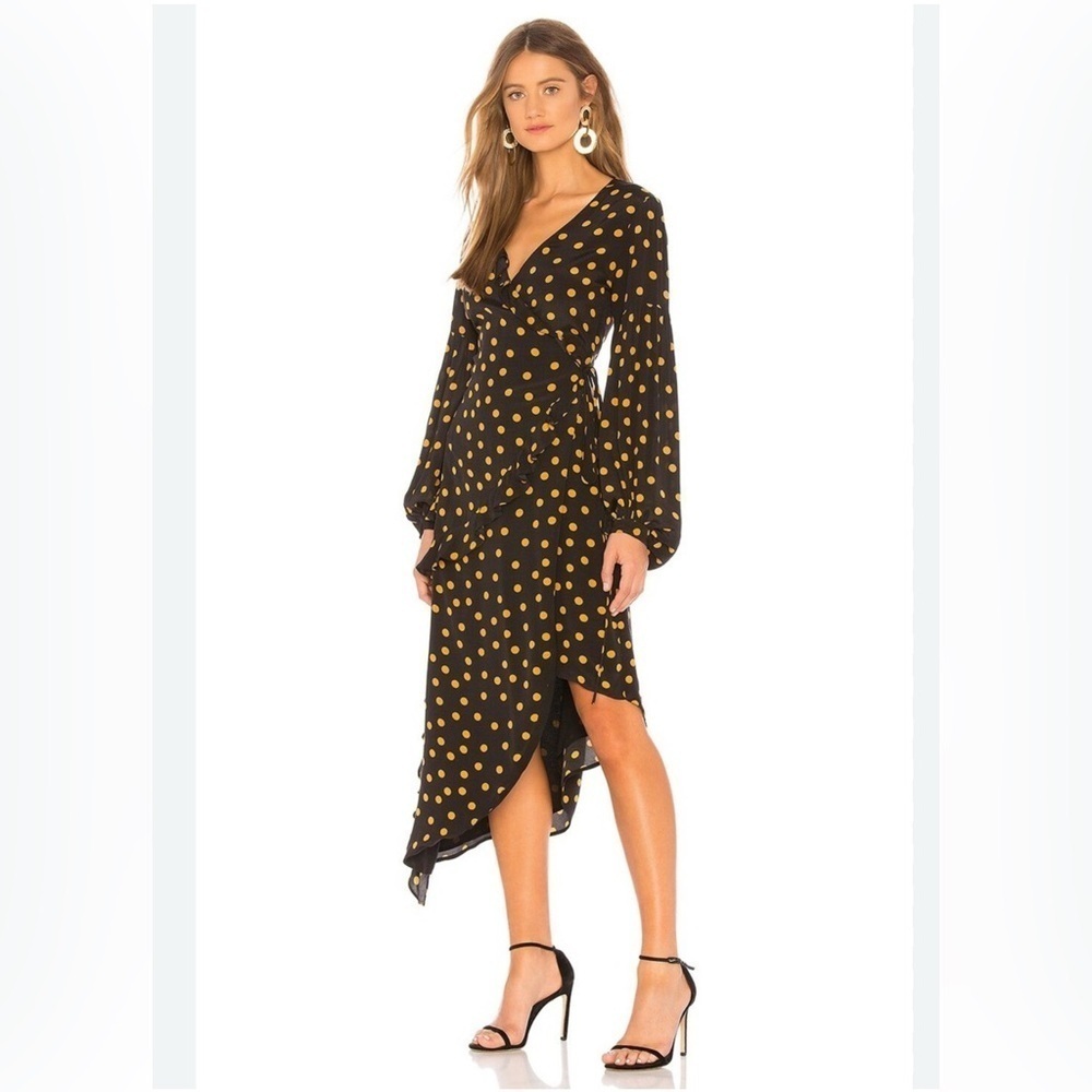 Capulet Pansy Gold Dot Wrap Dress.
Black. Size S MSRP $185